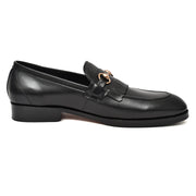 Mens black crust leather formal loafer shoe, business & casual party wear - Feetique Footwea